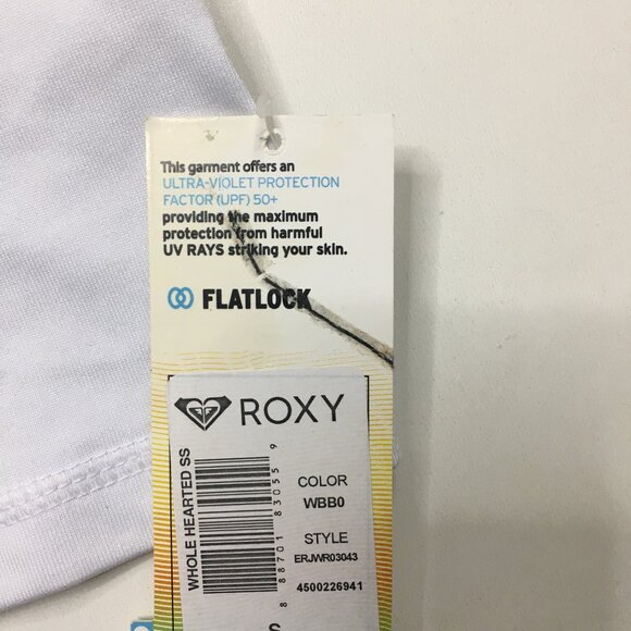 NWT ROXY White UPF50+ Mock Neck Swim Beach Surf Flatlock Activewear Shirt Top - Picture 5 of 9